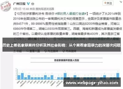 历史上著名家暴案件分析及其社会影响：从个案看家庭暴力的深层次问题